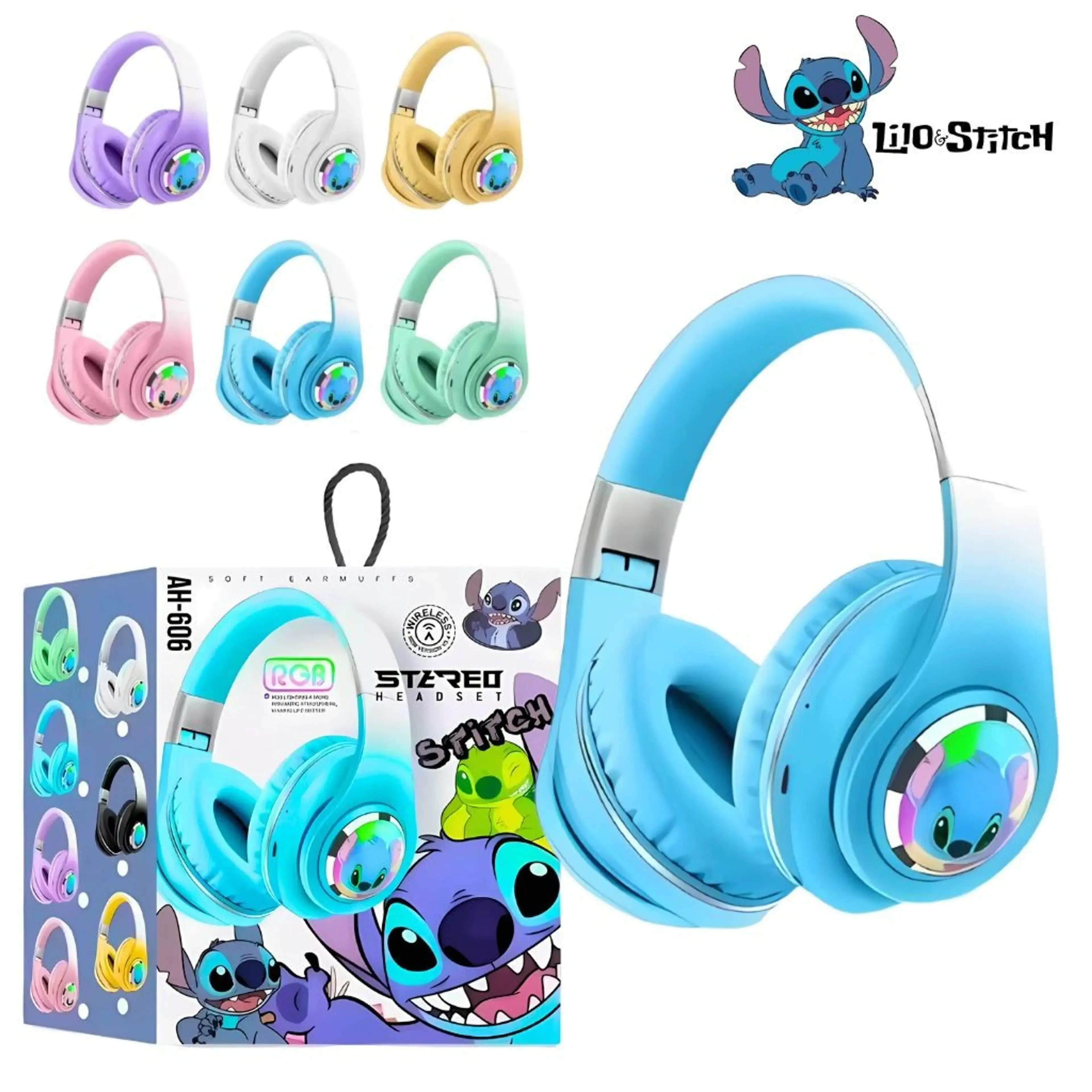 CASQUE BLUETOOTH AH-806 STITCH RGB est disponible chez MTS PLUS Tunisie
